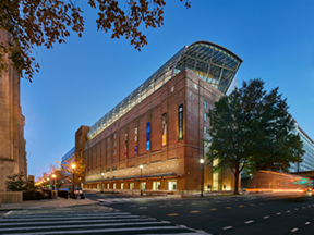 Exterior evening view of Museum of the Bible