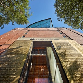Museum of the Bible’s 40-foot high Gutenberg Gates entrance.